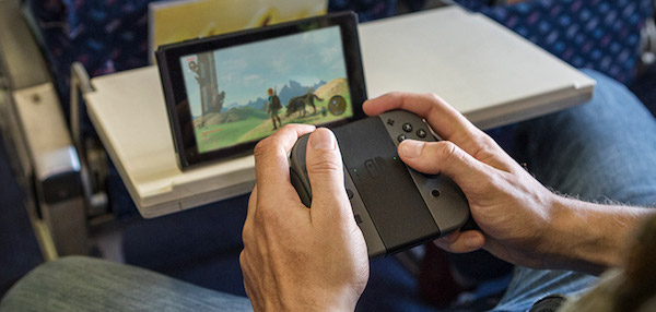 Playing Breath of the Wild on Nintendo Switch in Tabletop Mode