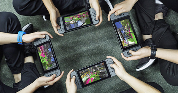 Four Nintendo Switch players