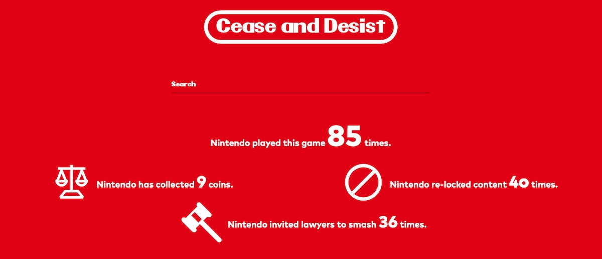 This website catalogs Nintendo’s long history of lawsuits